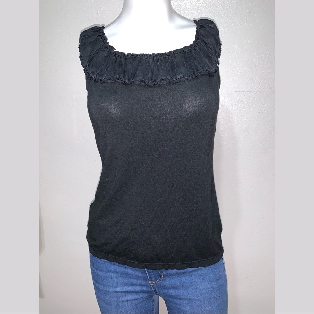 Ann Taylor Ruffle Neck Tank Top